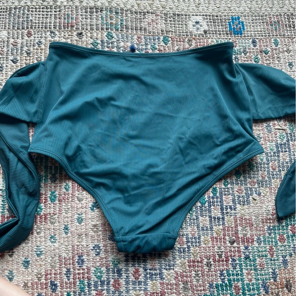 NWT Kortni Jeane Tie-Up-Front Bottoms | Ribbed Midnight Teal medium - Picture 6 of 7